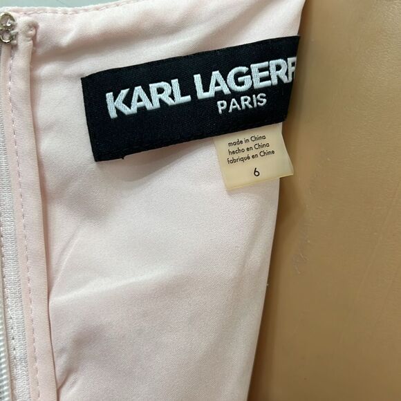 Karl Lagerfeld Paris Pink Casual Dress Sleeveless Sheer Floral Lace Embroidered - Picture 8 of 12